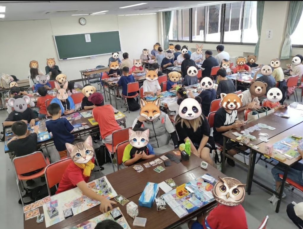 第2回つがカップの会場でポケモンカード対戦を楽しむ子どもたちと保護者